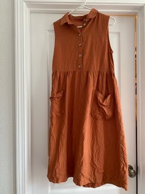 Adorable rust colored linen dress